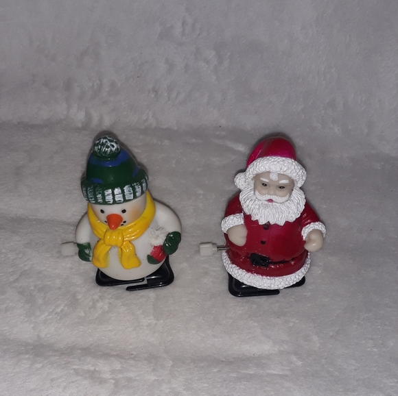 Vintage Wind Up Holiday Christmas Santa Claus & Snowman - Picture 2 of 4